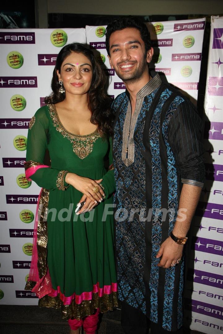 Chirag and Neeru celebrate Diwali with their film 'Miley Naa Miley Hum' at Fame Cinemas in Andheri