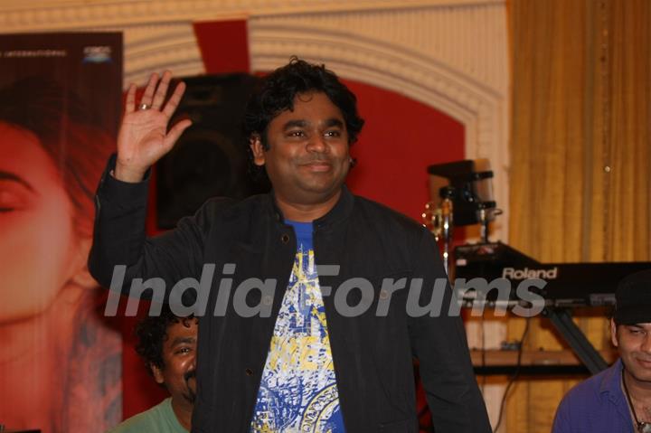 A.R. Rahman for the film 'Rockstar' concert press meet at Santacruz in Mumbai