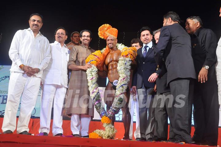 Uddhav Thackeray and Kishori Shahane at Mr. Universe contest at Andheri Sports Complex. .