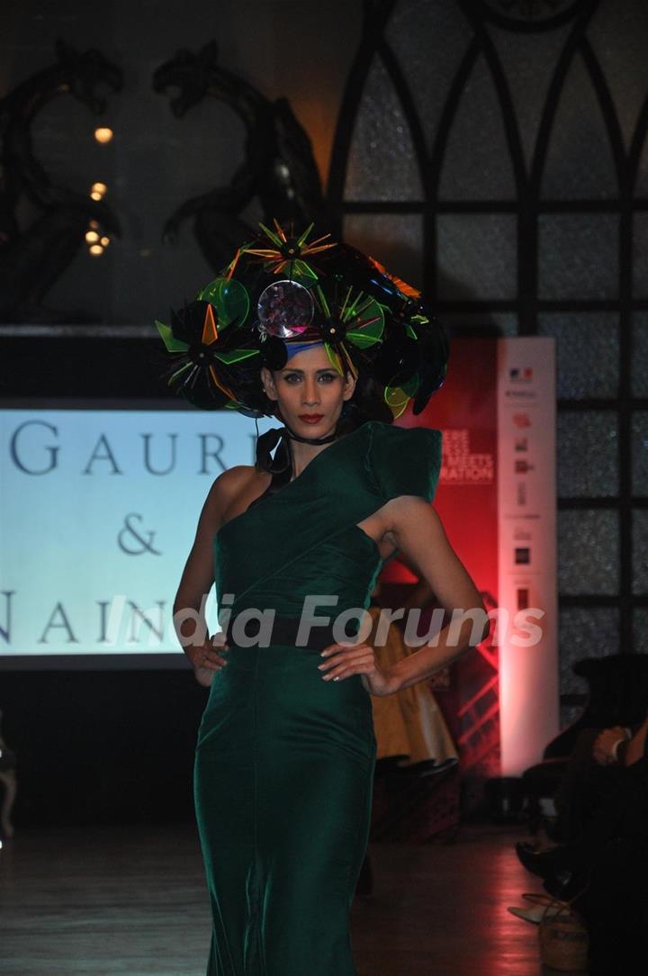 Models walk the ramp for Gauri and Nainika Fashion Show