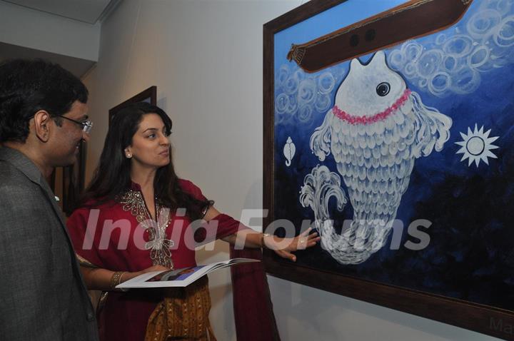 Juhi Chawla inaugurate Painting exhibhition by Bharat Tripathi at Museum Art Gallery