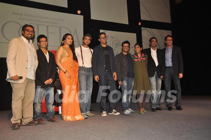 Sonakshi Sinha and Ranveer Singh during the launched of Vikramaditya Motwane film 'Lootera' at Yash Raj Studio