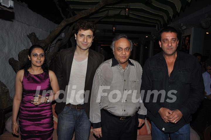 Sanjay Dutt with Shiney Ahuja and Bharat Shah launches film 'Ghost' music at Olive Kitchen and Bar at Bandra in Mumbai