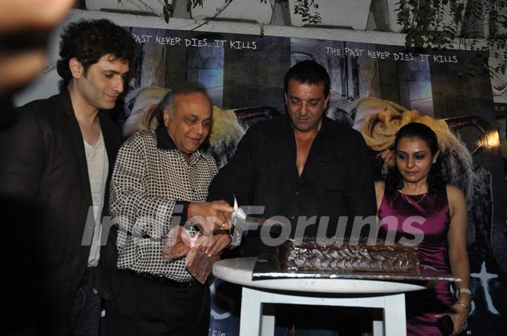 Sanjay Dutt with Shiney Ahuja and Bharat Shah launches film 'Ghost' music at Olive Kitchen and Bar at Bandra in Mumbai