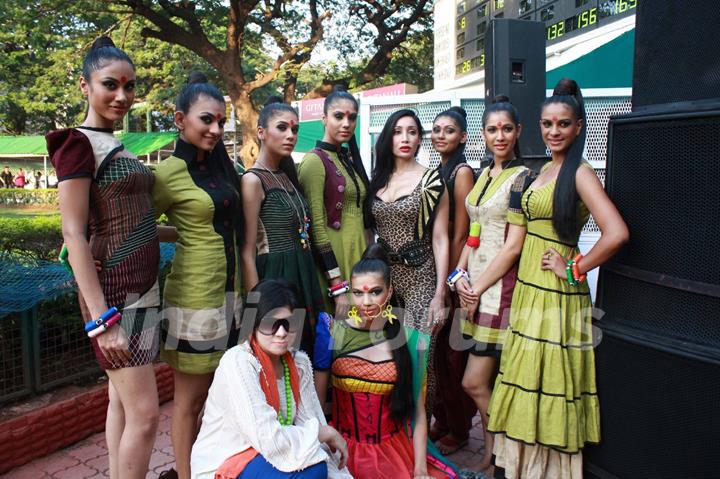 Sofia Hayat with models at Gitanjali Juvenile Million Race at Mahalaxmi Race Course in Mumbai