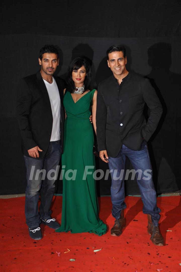 John, Akshay and Chitrangda at Red Carpet of Golden Petal Awards By Colors in Filmcity, Mumbai