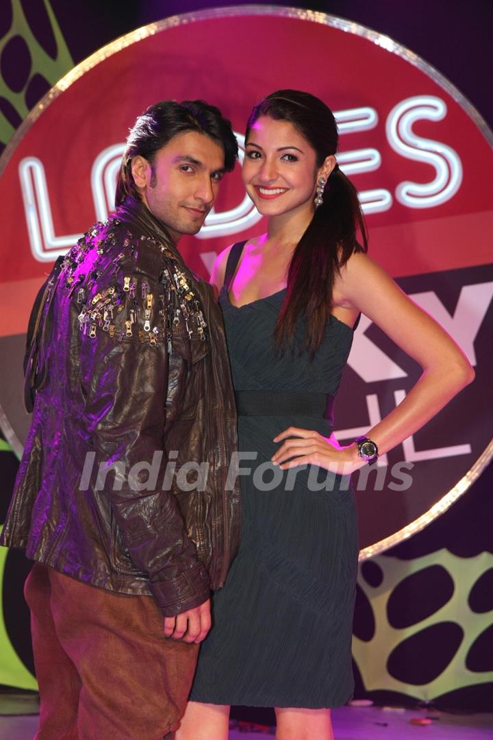 Anushka Sharma and Ranveer Singh at press meet of film 'Ladies vs Ricky Bahl' at Yashraj Studios in Mumbai