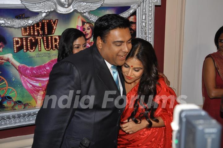 Vidya Balan with Ram Kapoor on the sets of 'Bade Acche Laggte Hai' at Filmcity in Mumbai