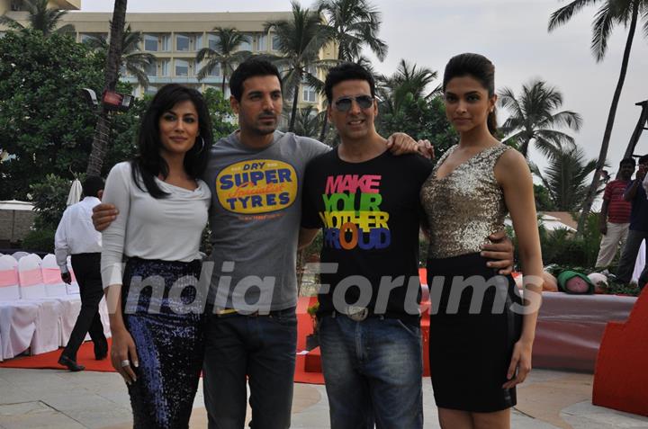 Akshay Kumar, Deepika Padukone, John Abraham and Chitrangda Singh at 'Desi Boyz' media meet