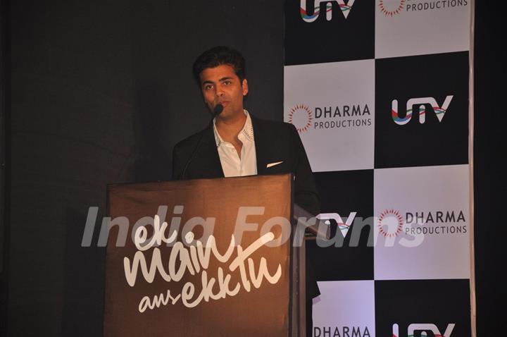 Director Karan Johar at their film 'Ek Main Aur Ekk Tu' first look launch at Hotel Taj Lands