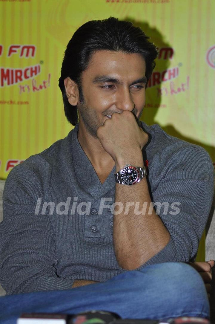 Ranveer Singh promote his film 'Ladies vs Ricky Bahl' at 98.3 FM Radio Mirchi studio