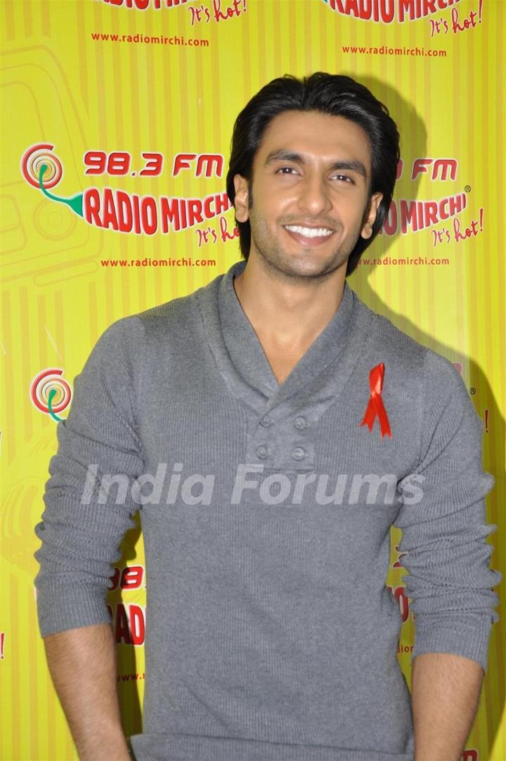 Ranveer Singh promote his film 'Ladies vs Ricky Bahl' at 98.3 FM Radio Mirchi studio