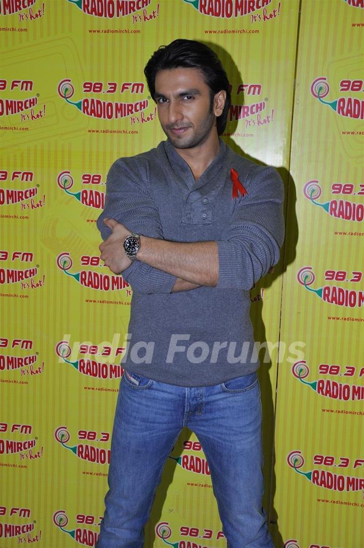 Ranveer Singh promote his film 'Ladies vs Ricky Bahl' at 98.3 FM Radio Mirchi studio