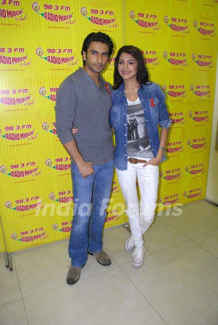 Anushka Sharma and Ranveer Singh promotes &quot;Ladies VS Ricky Bhal&quot; at Radio Mirchi at Lower Parel