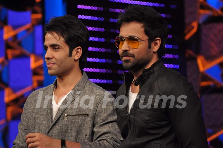 Emraan Hashmi and Tusshar Kapoor on the set of &quot;Bigg Boss Season 5&quot; to promote film The Dirty Pictur