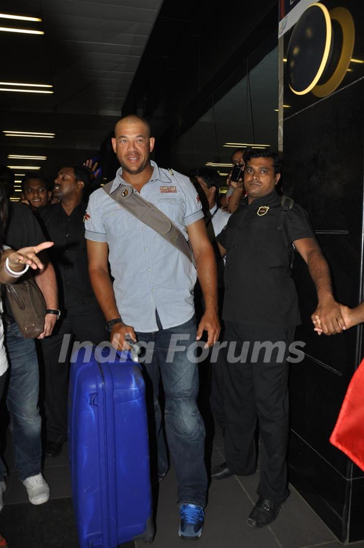 Cricketer Andrew Symonds snapped at the Mumbai Airport to participate in the reality show 'Bigg Boss