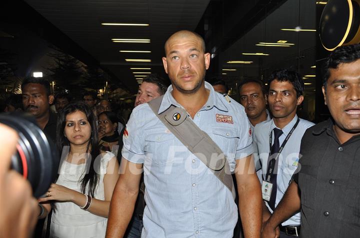 Cricketer Andrew Symonds snapped at the Mumbai Airport to participate in the reality show Bigg Boss