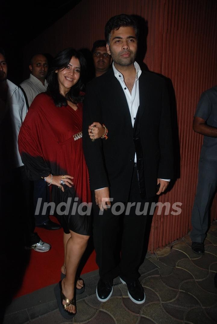 Ekta Kapoor and Karan Johar at The Dirty Picture success party