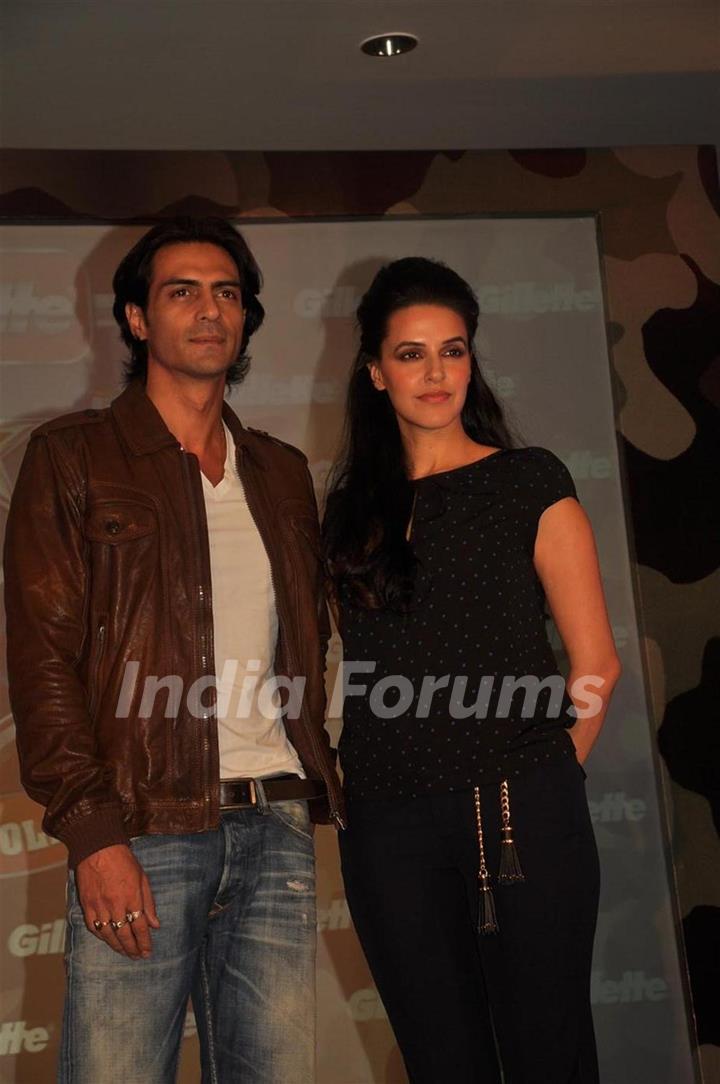 Arjun Rampal and Neha Dhupia at Gillette press meet at Trident