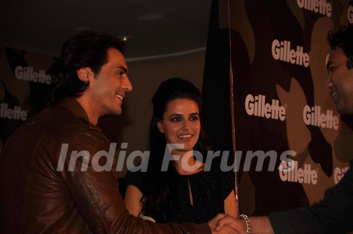 Arjun Rampal and Neha Dhupia at Gillette press meet at Trident