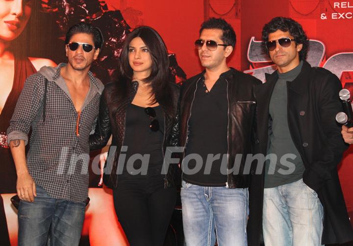 Shahrukh  Khan,Priyanka Chopra and Farhan Akhtar  at Reliance Airport Metro Line,New Delhi Station to promote their film