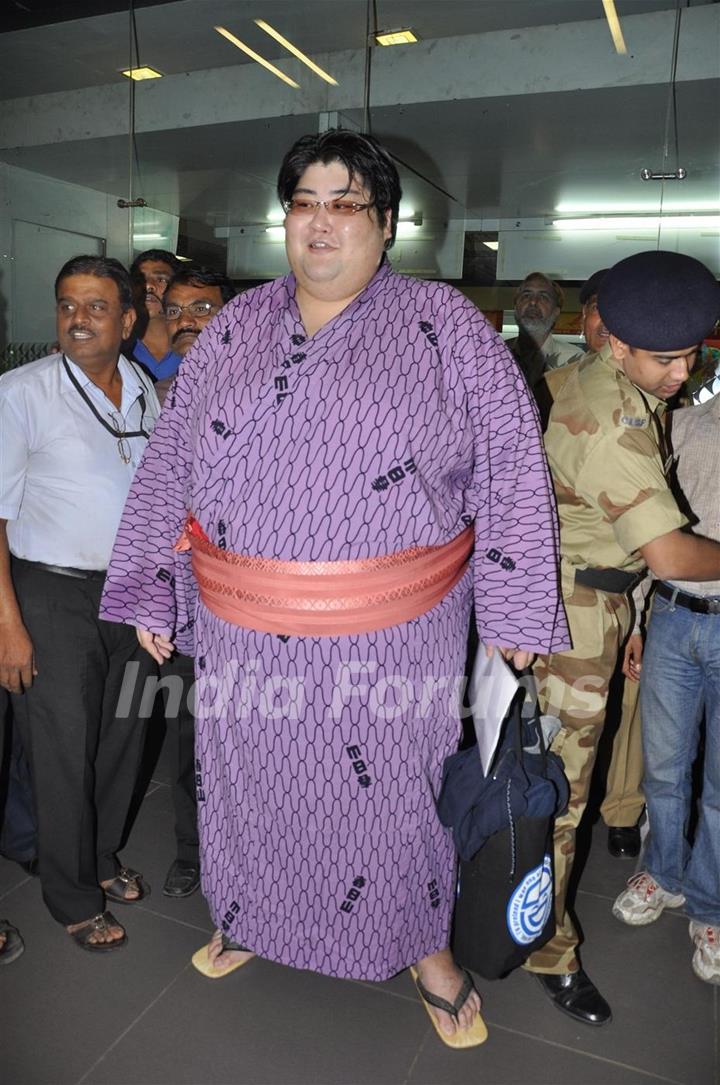 Japanese Sumo Wrestling Champion Yamamotoyama arrives from Japan at Mumbai International Airport to participate in Bigg Boss Season 5