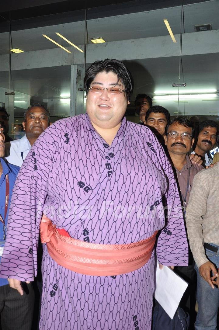 Japanese Sumo Wrestling Champion Yamamotoyama arrives from Japan at Mumbai International Airport to participate in Bigg Boss Season 5