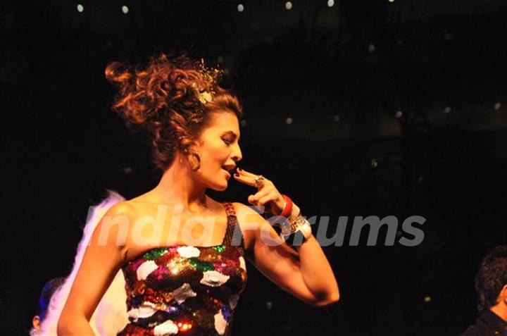 Jacqueline Fernandez performing at Seducion 2012, the New Year's Eve event at Hotel Sahara Star in Santacruz, Mumbai