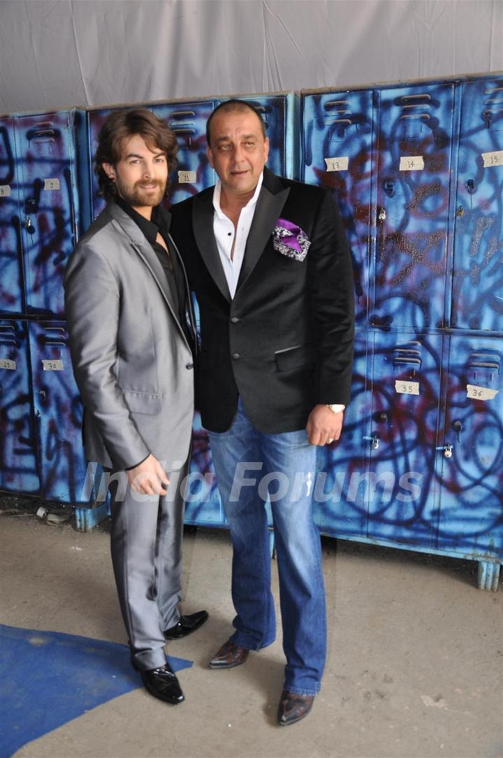 Neil Nitin Mukesh and Sanjay Dutt on the sets of Bigg Boss Season 5