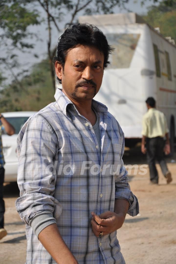 Irrfan Khan on the set of &quot;Pranam Walekum&quot; in Mumbai