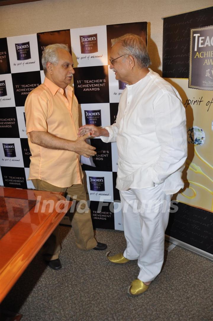 Gulzar & Ramesh Sippy during the Teacher's Achievements Awards Press Meet at Hotel Taj Land End