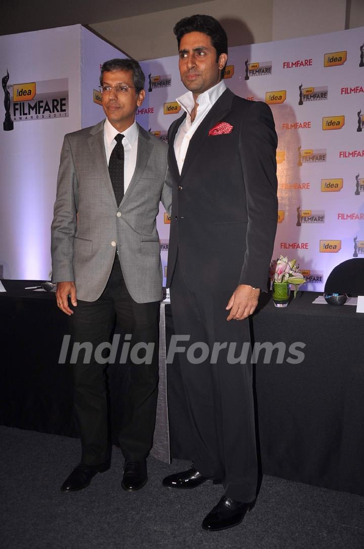 Abhishek Bachchan attends the &quot;57th Idea Filmfare Awards 2011&quot; press conference in Mumbai