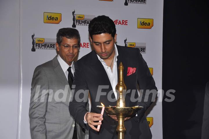 Abhishek Bachchan attends the &quot;57th Idea Filmfare Awards 2011&quot; press conference in Mumbai