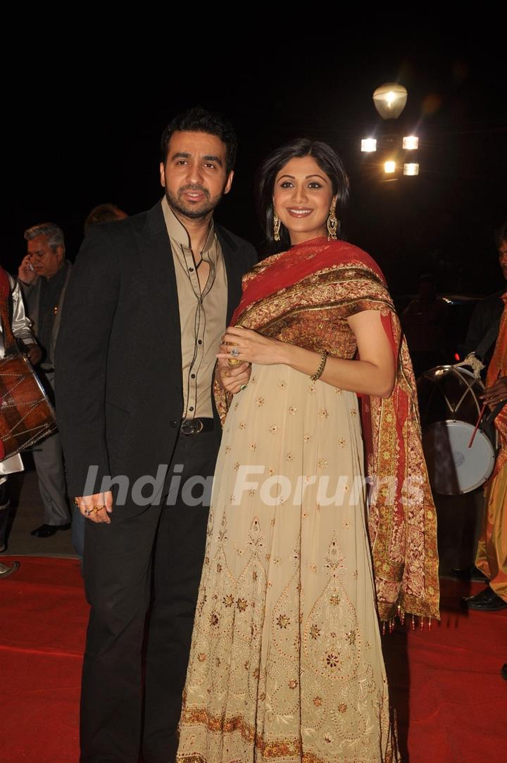 Shilpa Shetty and husband Raj Kundra attending &quot;Lohri Di Raat&quot; festival in Mumbai