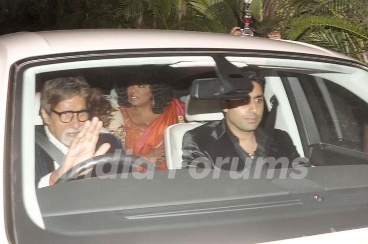 Amitabh and Abhishek Bachchan accompanied with US talk show host Oprah Winfrey in Mumbai