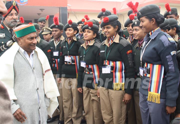 Defence Minister AK Antony with cadets at the NCC Republic Day Camp 2012 in New Delhi