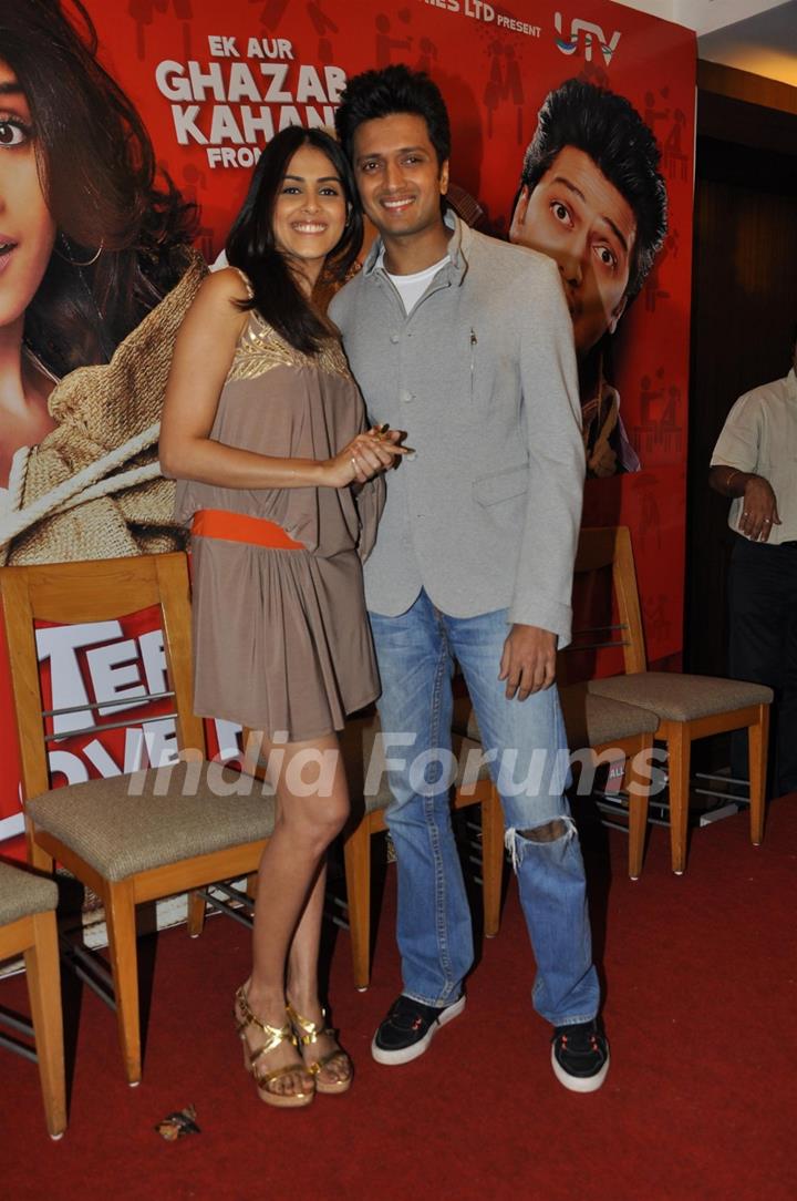 Ritesh Deshmukh & Genelia Dsouza during the music launch of film Tere Naam Love Ho Gaya in Mumbai