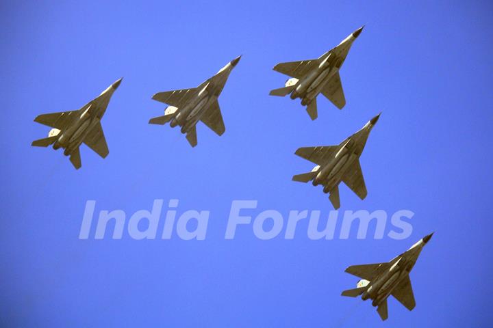 Sukhoi fighters during the rehearsal of Republic Day, in New Delhi