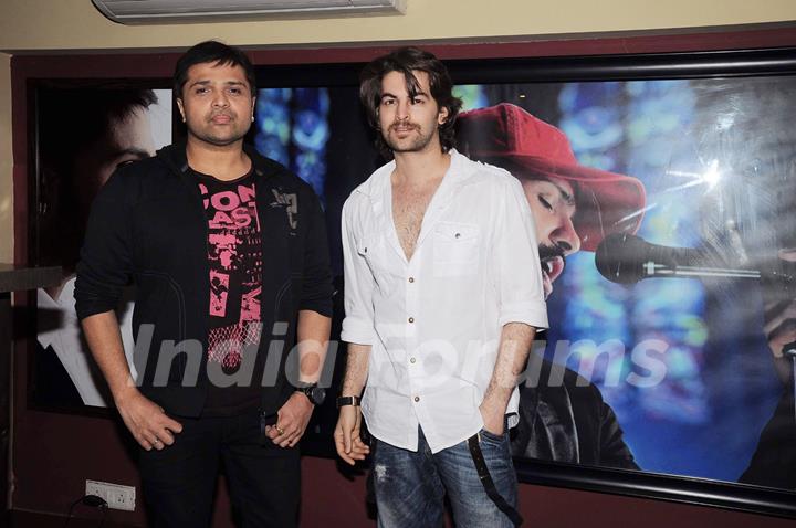 Himesh Reshammiya and Neil Nitin Mukesh record a song at MHADA