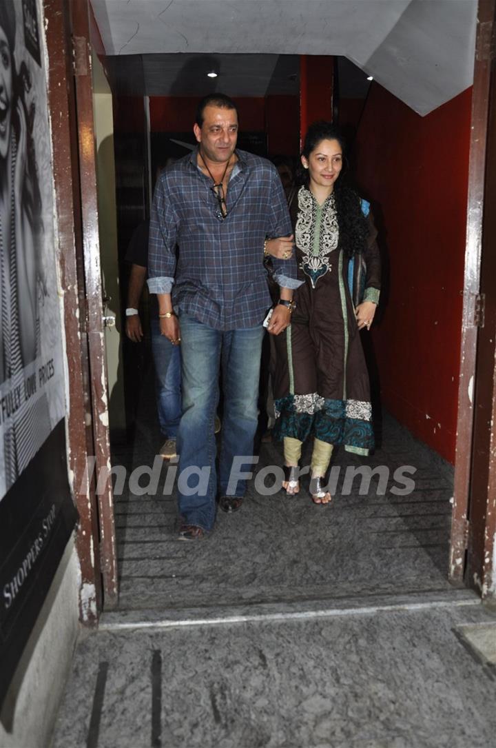 Sanjay Dutt with Manyata at Special screening of the film 'Agneepath' at PVR Juhu in Mumbai