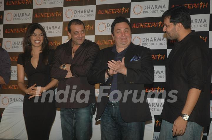 Sanjay Dutt, Rishi Kapoor and Priyanka at Success party of movie 'Agneepath' at Yashraj