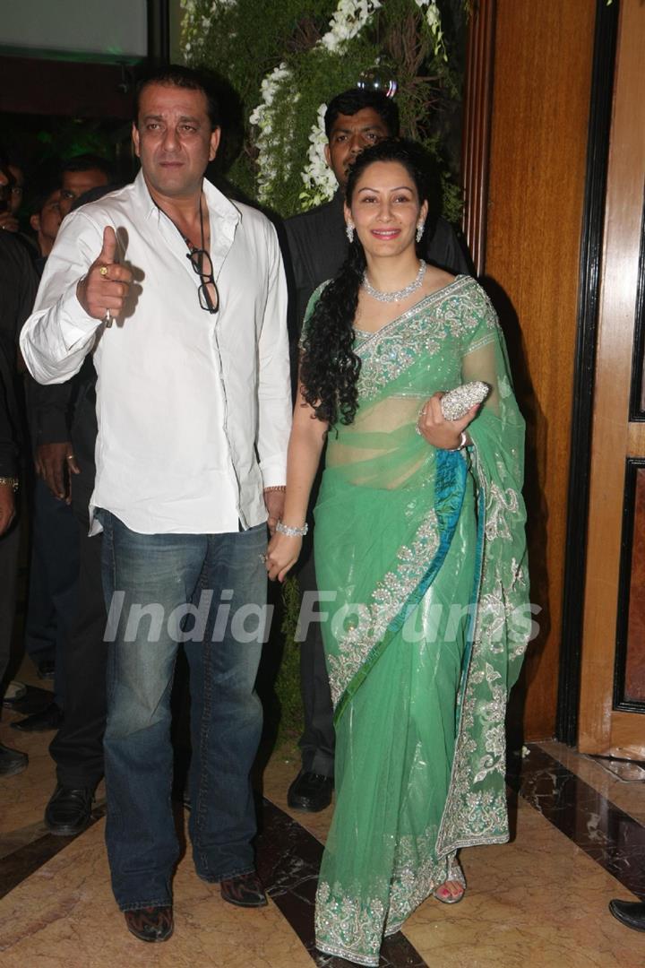 Sanjay Dutt with Manyata at Ritesh & Genelia Sangeet ceremony at Hotel TajLands End in Mumbai