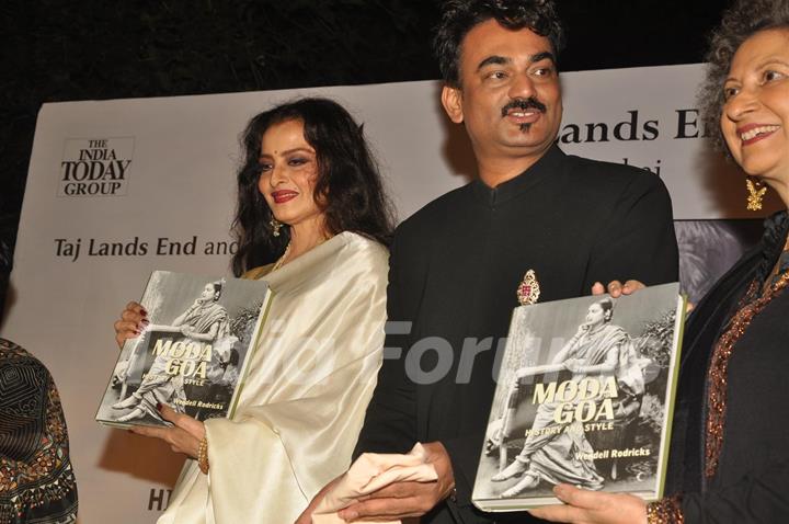 Rekha launch Designer Wendell Rodricks trendy yet traditional Goan culture  book 'Moda Goa' at Taj Lands End