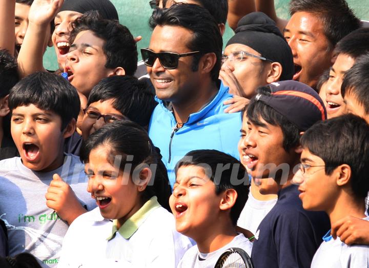 Sports legends Leander Paes at the &quot;Fit India Come N' Play Day&quot; event, in New Delhi