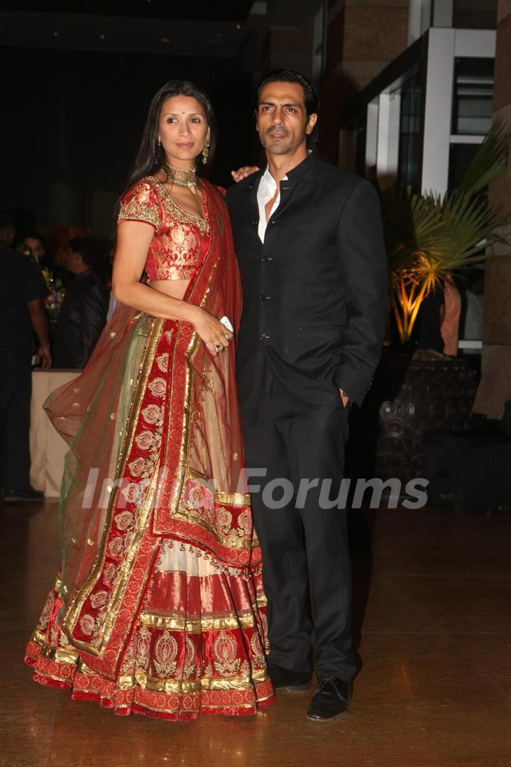 Arjun Rampal with wife grace Ritesh Deshmukh & Genelia Dsouza wedding reception in Mumbai