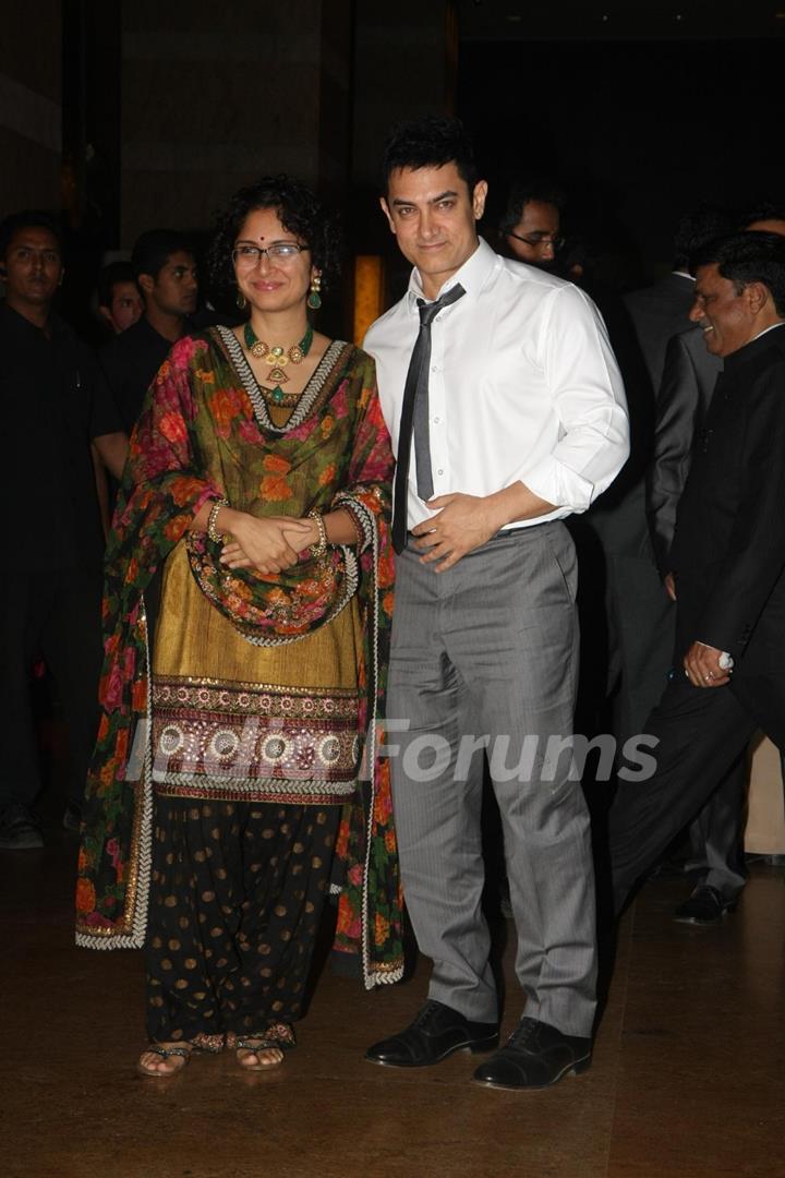 Aamir Khan with Kiran Rao grace Ritesh Deshmukh & Genelia Dsouza wedding reception in Mumbai