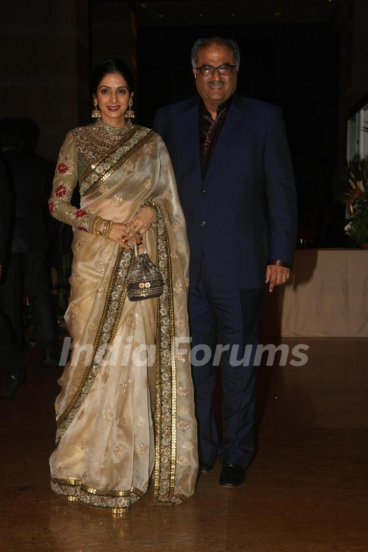 Boney Kapoor with Sridevi grace Ritesh Deshmukh & Genelia Dsouza wedding reception in Mumbai