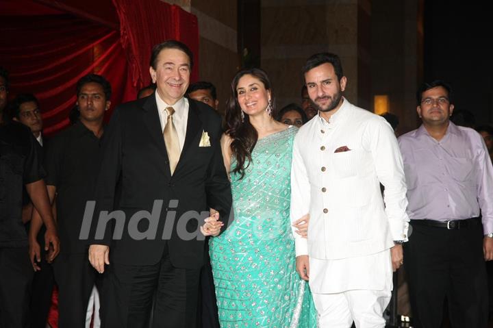 Randhir Kapoor with Saif Ali & Kareena grace Ritesh Deshmukh & Genelia Dsouza wedding reception