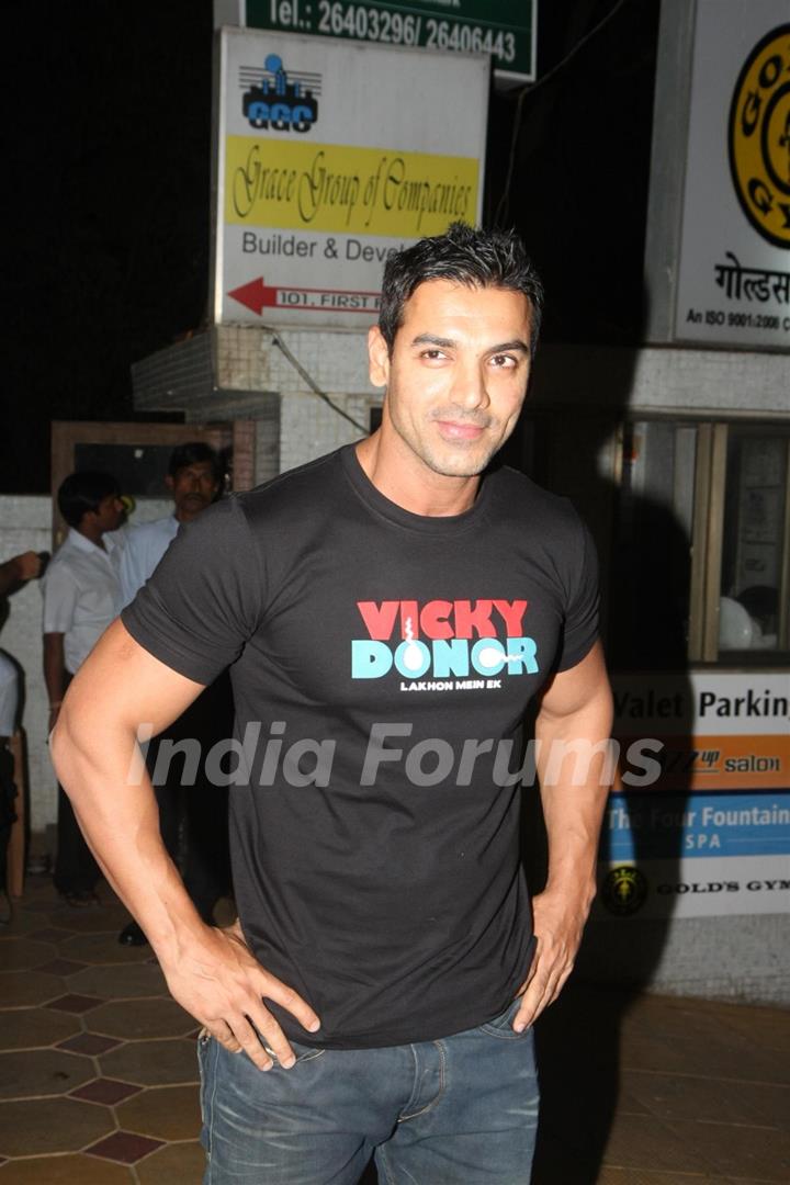 Bollywood actor John Abraham at special preview show of Oscar nominated film WAR HORSE at Pixion in Mumbai