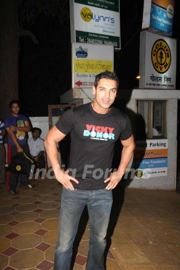 Bollywood actor John Abraham at special preview show of Oscar nominated film WAR HORSE at Pixion in Mumbai